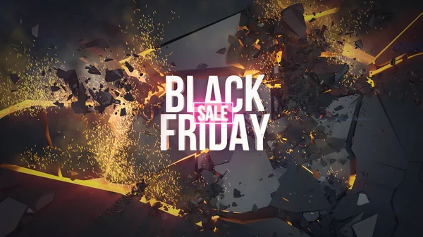 Black Friday sale, discount. 3d render illustration. In my portfolio you can find an excellent 3D animation of this banner resolution 1920x1080. If you have any questions do not hesitate to write me — Stock Photo, Image