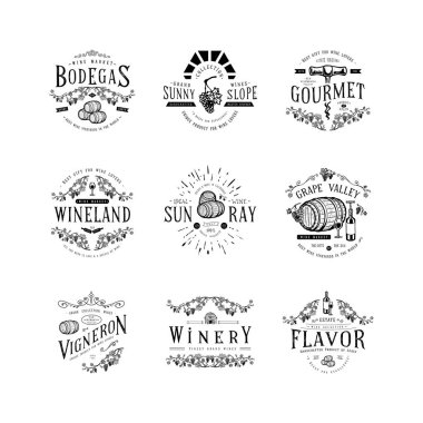 Şarap rozeti. Craft Retro Vintage tasarım