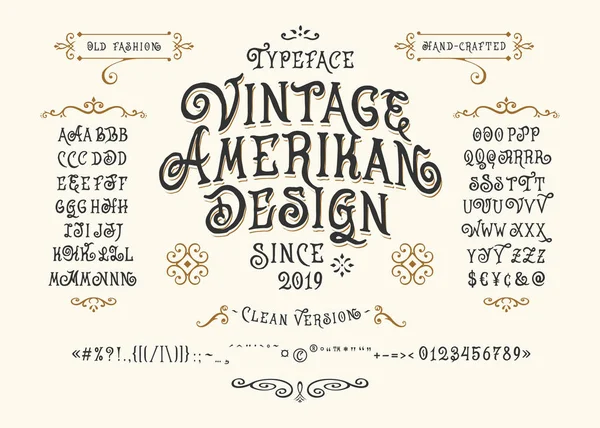 Fonte Vintage American Design . — Vetor de Stock