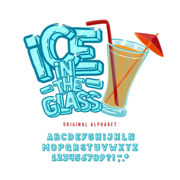 Font Ice in the Glass. — Stock Vector