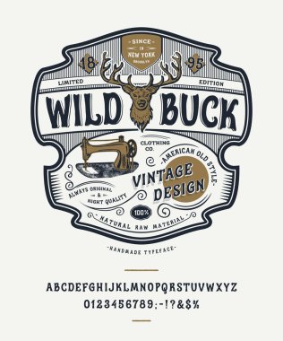 El yapımı Vintage yazı tipi Vahşi Buck