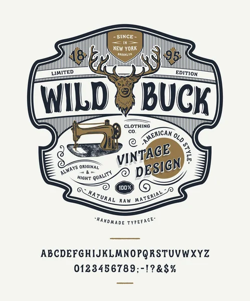 Handmade Vintage czcionka Wild Buck — Wektor stockowy