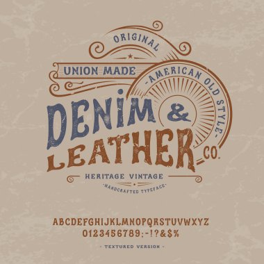 El yapımı eski yazı tipi Denim ve Deri