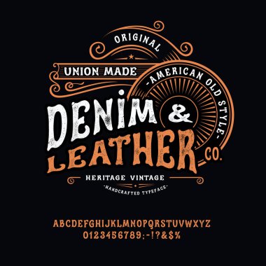 El yapımı eski yazı tipi Denim ve Deri