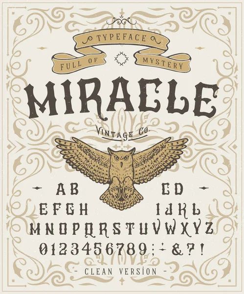 Czcionka Miracle. Rzemieślnicze retro vintage projekt kroju pisma — Wektor stockowy