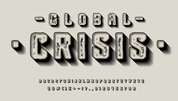 Crise Global de Fontes. Tipo de exibição 3d — Vetor de Stock