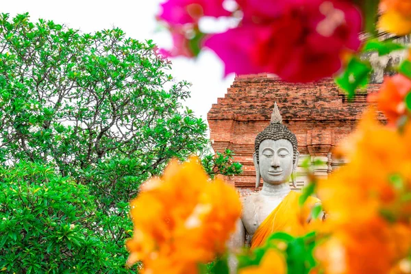 Selektywny Fokus Posąg Buddy Mahathat Temple Ayutthaya Tajlandia — Zdjęcie stockowe