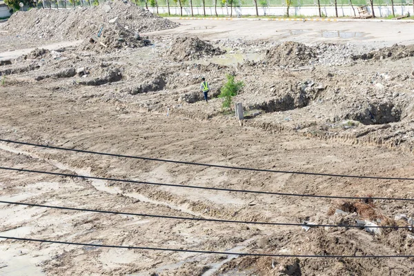 Příprava Výstavbu Plocha Vyklizena Buldozer Pozadí Stavebnictví Průmyslu Ekologii — Stock fotografie