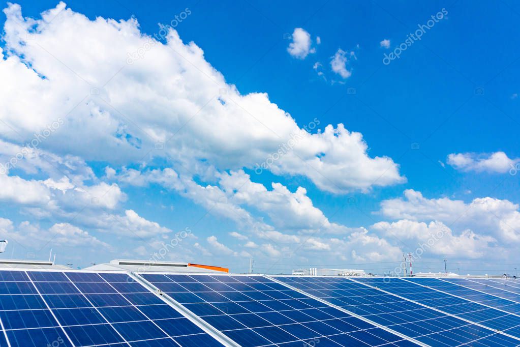 Landscape view of solar energy, green energy, safe environment, Pure energy, Thailand
