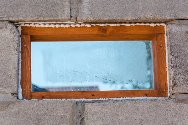 Construction Foam Foam Stroiteln Window Dry Foam Window — Stock Photo, Image