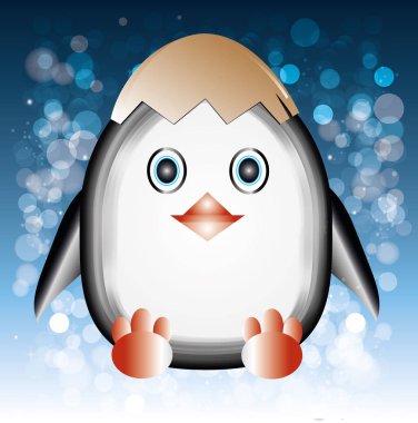     Küçük penguen yumurtadan yumurta kabuğu.