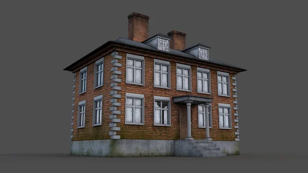 Eski İngiliz kırmızı tuğla ev. Render