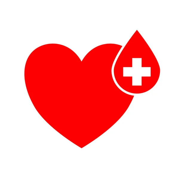 世界献血者デー 赤いハートに白い印ドロップをドロップ赤血 — ストック写真