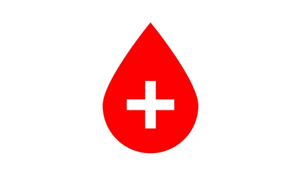 Blood Donor Werelddag Juni Rood Bloed Drop Met Witte Kruis — Stockfoto