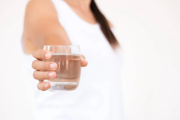 Glass Clean Mineral Water Woman Hands Concept Environment Protection Healthy — Stock Photo, Image