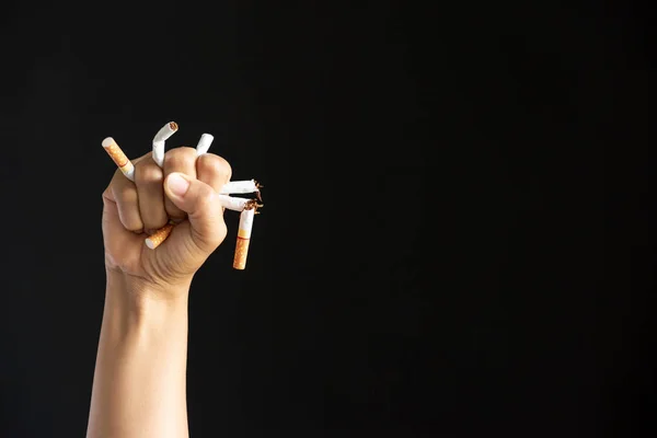 Dia Mundial Sem Tabaco Maio Pare Fumar Fechar Homem Mão — Fotografia de Stock