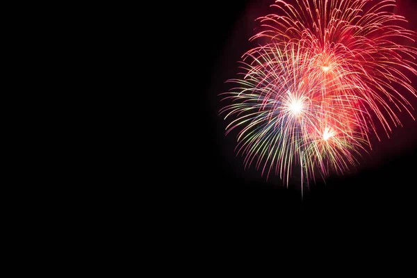 Rezumat Frumos Colorate Focuri Artificii Afișare Pentru Sărbătoare Fundal Negru — Fotografie, imagine de stoc