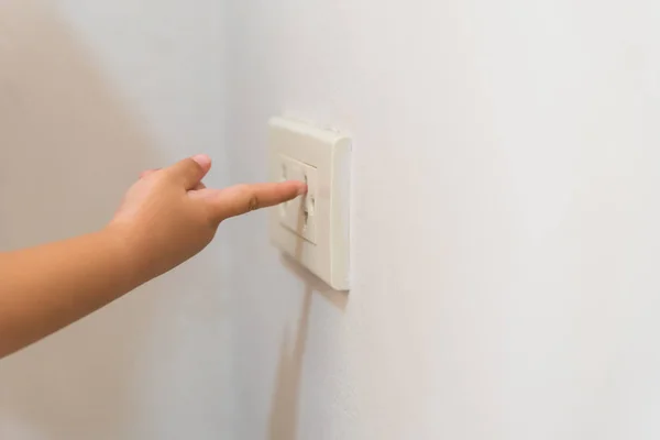 Soft Focus Baby Hand Playing Electrical Power Socket Dangerous Situation — Stock Photo, Image