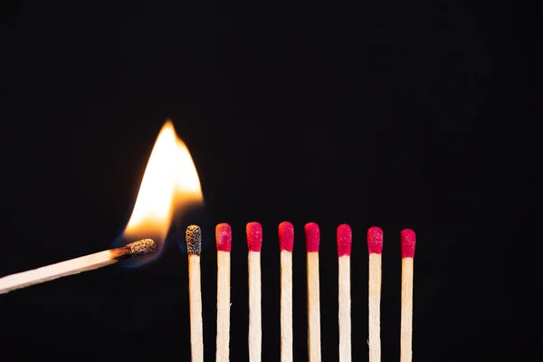 Lit Match Next Row Unlit Matches Passion One Ignites New — Stock Photo, Image