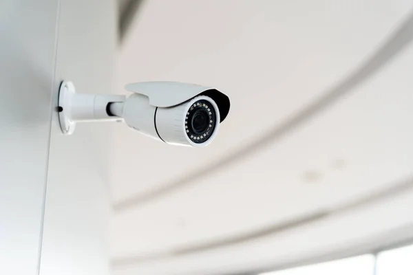 Security White Cctv Closed Circuit Television Camera Office Building — Stock Photo, Image