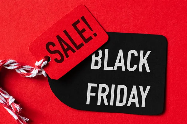 Black Friday Sale Text Auf Einem Rot Schwarzen Tag Einkaufskonzept — Stockfoto