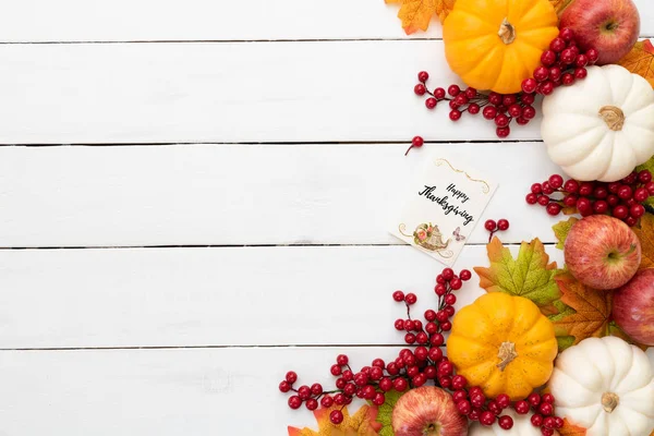 Ansicht Von Herbst Ahornblättern Mit Kürbis Und Roten Beeren Auf — Stockfoto