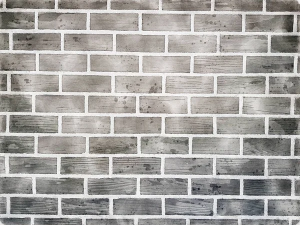 Watercolor painting Abstract background gray brick wall. illustration. — Stock Photo, Image