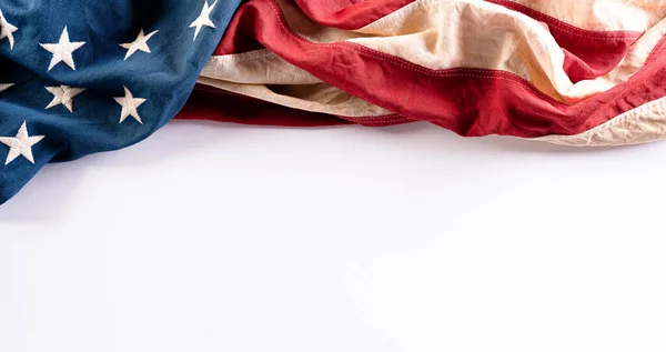 Joyeuse Fête Indépendance Drapeaux Américains Sur Fond Blanc Juillet — Photo