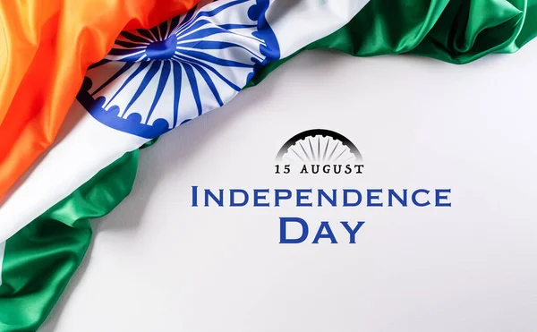 Indyjska Koncepcja Obchodów Dnia Niepodległości Indyjska Flaga Białym Tle Dzień — Zdjęcie stockowe