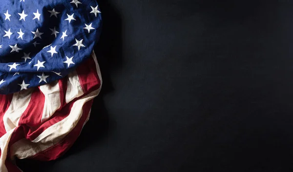 Gaziler Günü Konseptin Kutlu Olsun Amerikan Bayrakları Karatahta Arka Planda — Stok fotoğraf