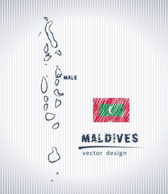 Maldives national vector drawing map on white background clipart