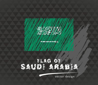 Suudi Arabistan, vektör kalem çizim siyah arka plan üzerine bayrağı