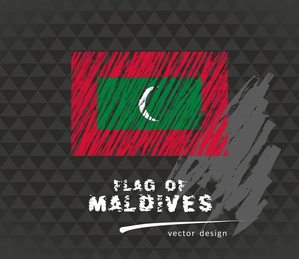 Bandera Maldivas Dibujo Vectorial Ilustración Dibujada Mano Sobre Fondo Grunge — Vector de stock