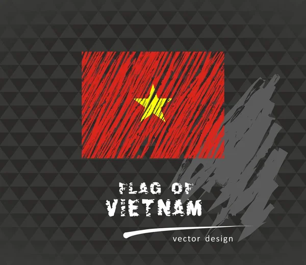 Vietnam Bandiera Disegno Vettoriale Disegnato Mano Illustrazione Sfondo Scuro Grunge — Vettoriale Stock