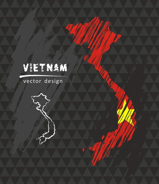 Национальная Векторная Карта Вьетнама Изображением Мелового Флага Ручной Рисунок Мелом — стоковый вектор