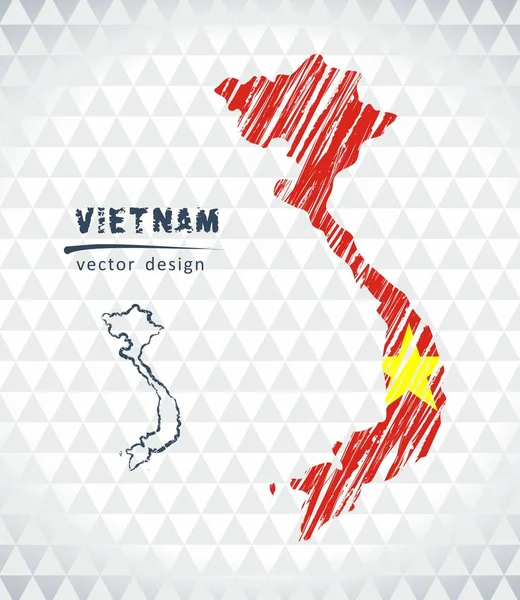 Map Vietnami Kézzel Rajzolt Vázlat Toll Térképet Belsejében Vektoros Illusztráció — Stock Vector