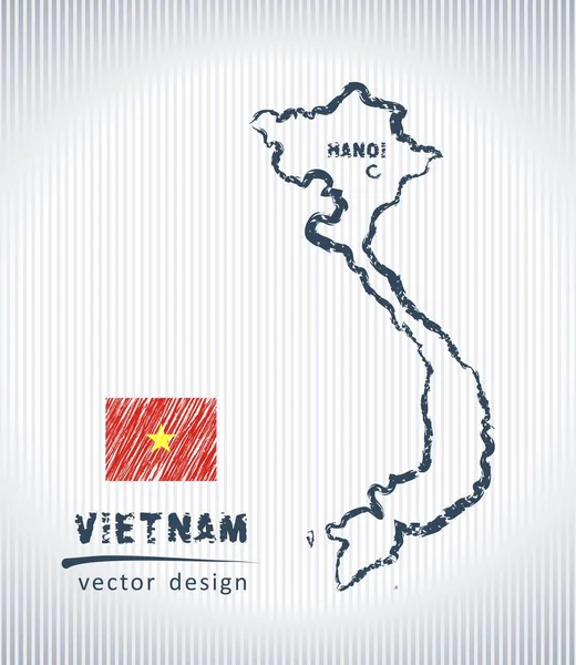 Vietnam Vektoros Rajz Megjelenítése Elszigetelt Fehér Background Kréta — Stock Vector