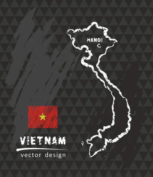 Vietnam Carte Dessin Stylo Vecteur Sur Fond Noir — Image vectorielle