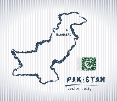 Pakistan tebeşir beyaz bir arka plan üzerinde izole harita çizim vektör