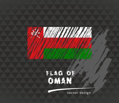 Umman bayrağı, vektör kroki elle çizilmiş çizim karanlık grunge arka plan üzerinde