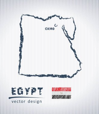 Mısır tebeşir beyaz bir arka plan üzerinde izole harita çizim vektör