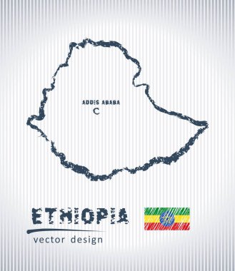 Etiyopya ulusal vektör harita beyaz arka plan üzerinde çizim