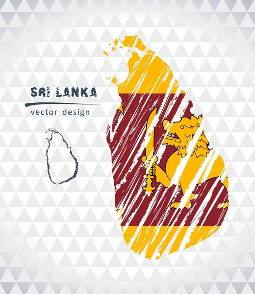 Mapa Vectorial Sri Lanka Con Bandera Dentro Aislada Sobre Fondo — Vector de stock