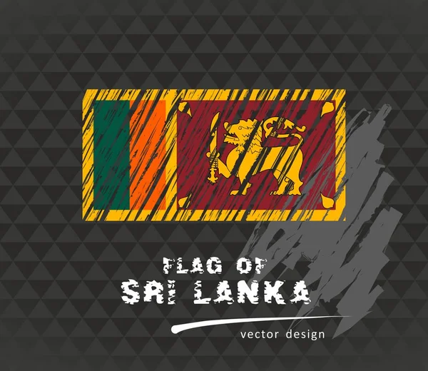 Bandera Sri Lanka Ilustración Lápiz Vectorial Sobre Fondo Negro — Vector de stock