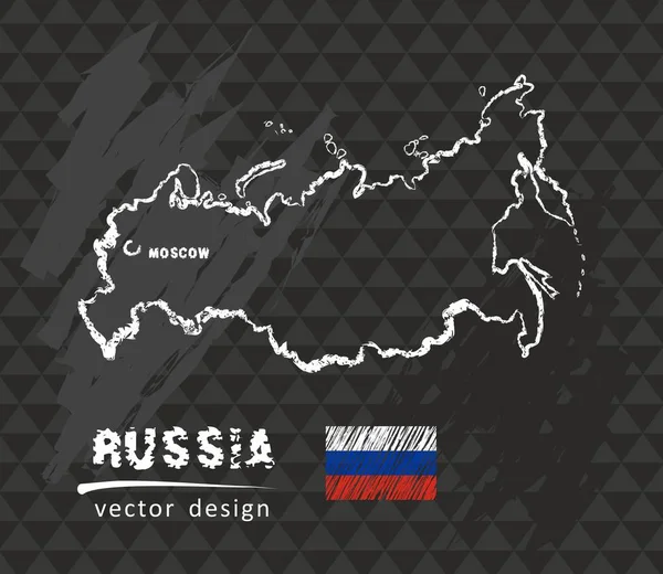 Karte Von Russland Kreideskizze Vektorillustration — Stockvektor