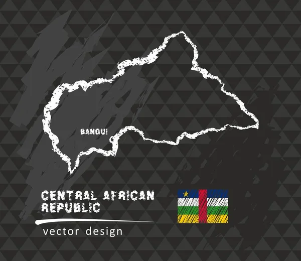 Mapa República Centroafricana Ilustración Del Vector Del Boceto Tiza — Vector de stock