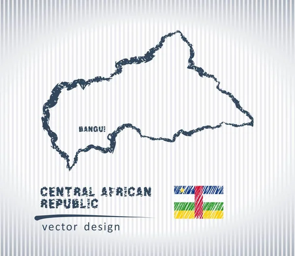 República Centroafricana Vector Tiza Dibujo Mapa Aislado Sobre Fondo Blanco — Vector de stock