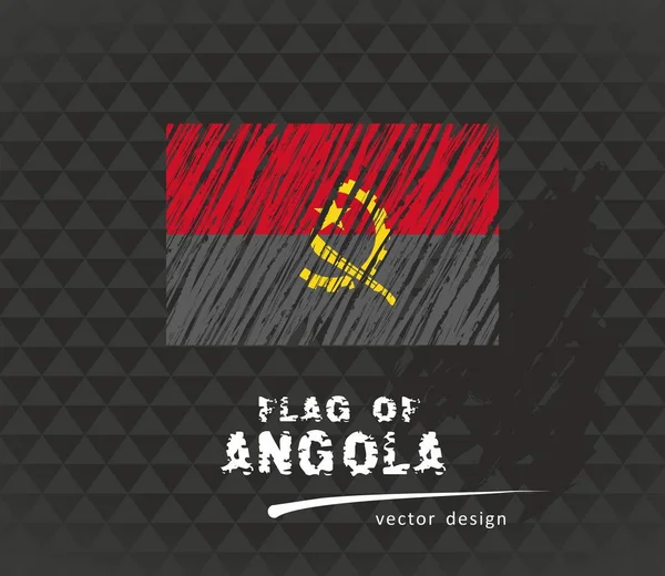 Bandera Angola Ilustración Lápiz Vectorial Sobre Fondo Negro — Archivo Imágenes Vectoriales