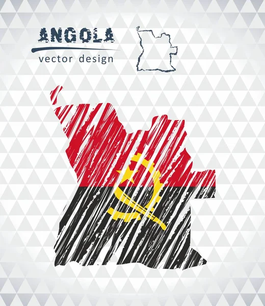 Angola Mapa Vectorial Con Bandera Interior Aislado Sobre Fondo Blanco — Archivo Imágenes Vectoriales