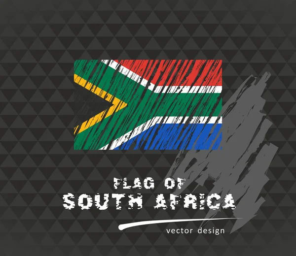 Südafrikanische Flagge Vektorskizze Handgezeichnete Illustration Auf Dunklem Grunge Hintergrund — Stockvektor